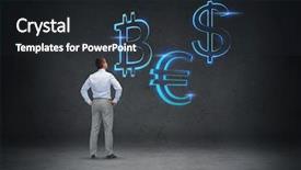  Presentation with money back - PPT theme consisting of account management - business people finances and money background and a dark gray colored foreground