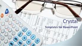  Presentation with financial report - Slide deck enhanced with account management - financial report - calculator glasses background and a  colored foreground