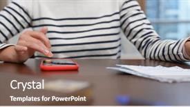  Presentation with record - Theme enhanced with account records - woman record the bill background and a violet colored foreground