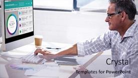  Presentation with company profile - Presentation theme having account web site against profile background and a light blue colored foreground