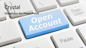  Presentation with open an account - Cool new PPT theme with accountability - blue open account key backdrop and a light gray colored foreground