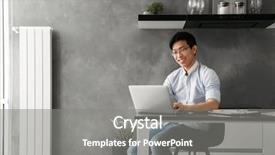  Presentation with paperwork - PPT theme featuring accountability - portrait of a happy young background and a gray colored foreground