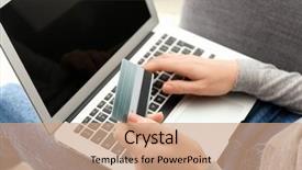  Presentation with credit card - Presentation design consisting of accountability - woman with credit card using background and a coral colored foreground