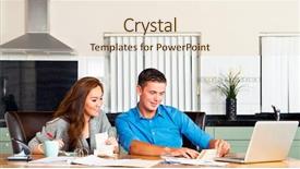  Presentation with mortgage - PPT theme with accountability - young couple at the kitchen background and a lemonade colored foreground