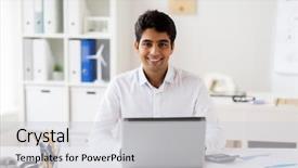  Presentation with paperwork - Amazing PPT theme having accountant - business people paperwork and technology backdrop and a light gray colored foreground