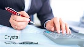  Presentation with accountant - Colorful slides enhanced with accountant - business woman working with documents backdrop and a sky blue colored foreground