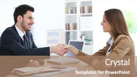  Presentation with accountant - Presentation theme featuring accountant - woman giving handshake to financial background and a coral colored foreground