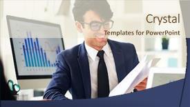  Presentation with audit financier - Colorful PPT layouts enhanced with accountant - young financier reading documents backdrop and a cream colored foreground