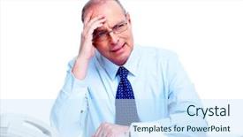  Presentation with accountant - Presentation theme enhanced with accountant businessman having a stress isolated on white background background and a sky blue colored foreground