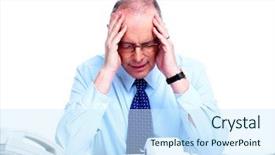  Presentation with accountant - Presentation theme featuring financial crisis man calculating - accountant businessman having a stress background and a sky blue colored foreground