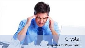  Presentation with accountant - Audience pleasing slide set consisting of accountant businessman having a stress isolated on white background backdrop and a light blue colored foreground