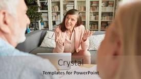  Presentation with counseling session - PPT layouts enhanced with accountant-or-financial-advisor background and a coral colored foreground