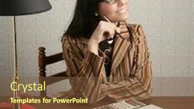  Presentation with accountant - Slide deck enhanced with accountant-secretary-retro-woman-vintage background and a tawny brown colored foreground