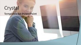  Presentation with accounting financial bank banking account - Colorful PPT theme enhanced with accountant working with financial charts backdrop and a soft green colored foreground