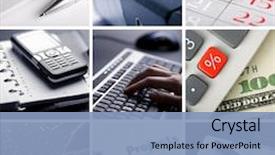  Presentation with accounting - Theme consisting of accounting - business collage of nine photos background and a light blue colored foreground