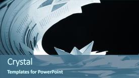  Presentation with tsunami - Presentation having accounting - business concept paper boat background and a ocean colored foreground