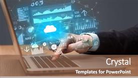  Presentation with accounting - PPT theme featuring accounting - businessman hand typing on laptop background and a tawny brown colored foreground