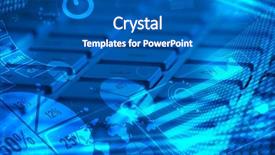  Presentation with keyboard - Colorful presentation theme enhanced with accounting - computer keyboard with glowing charts backdrop and a ocean colored foreground