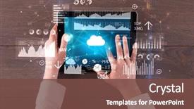  Presentation with cloud computing - Presentation consisting of accounting - hand holding tablet and checking background and a tawny brown colored foreground