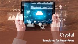  Presentation with cloud computing - Theme having accounting - hand holding tablet and checking background and a tawny brown colored foreground