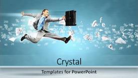  Presentation with financial accounting - Amazing presentation design having accounting - image of a businessman jumping backdrop and a light blue colored foreground