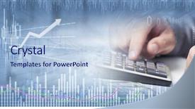  Presentation with calculator - Audience pleasing presentation theme consisting of accounting - investor hand with calculator backdrop and a sky blue colored foreground