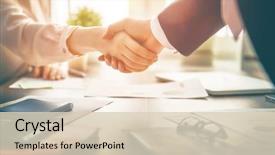  Presentation with collaborative - PPT layouts featuring accounting - man and woman are shaking background and a lemonade colored foreground