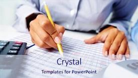  Presentation with photo - Amazing PPT theme having accounting - photo of hands holding pencil backdrop and a sky blue colored foreground