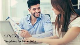  Presentation with five business people standing together and smiling - Amazing slide set having accounting - smiling business people using backdrop and a soft green colored foreground