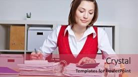  Presentation with business calculator - Cool new slides with accounting auditing - business woman doing a tax backdrop and a red colored foreground
