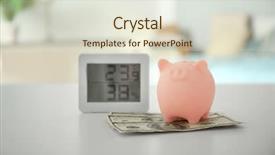  Presentation with piggy bank - Amazing presentation design having accounting facilities - savings concept piggy bank backdrop and a lemonade colored foreground