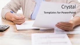  Presentation with business calculator - Colorful slides enhanced with accounting files - business savings annuity insurance age backdrop and a light gray colored foreground