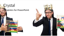  Presentation with abacus ucmas - Presentation design consisting of tax fraud - funny man with calculator background and a white colored foreground