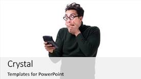  Presentation with fraud - Audience pleasing presentation design consisting of tax fraud - nerd young man with calculator backdrop and a white colored foreground