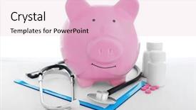  Presentation with piggy bank - Audience pleasing slide set consisting of accounting hospital - ceramic piggy bank with stethoscope backdrop and a lemonade colored foreground