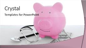  Presentation with piggy bank - Audience pleasing PPT layouts consisting of accounting hospital - ceramic piggy bank with stethoscope backdrop and a white colored foreground