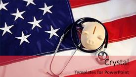  Presentation with piggy bank - Colorful slide deck enhanced with accounting hospital - stethoscope and piggy bank backdrop and a red colored foreground
