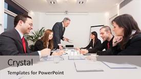  Presentation with work - Presentation with accounting job - group of business people background and a light gray colored foreground