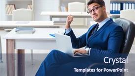  Presentation with employee - Cool new presentation with accounting presentation - young handsome businessman employee working backdrop and a ocean colored foreground