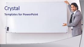  Presentation with whiteboard - Cool new presentation theme with accounting presentation - young handsome businessman standing backdrop and a sky blue colored foreground