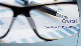  Presentation with financial analysis - Cool new presentation theme with financial ratio analysis - eyeglasses and pen on business backdrop and a  colored foreground
