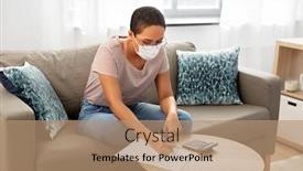  Presentation with medical face mask - Colorful PPT theme enhanced with accounting-taxes-and-finances-concept backdrop and a coral colored foreground