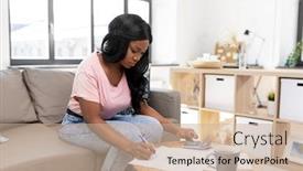  Presentation with taxes - Cool new presentation design with accounting-taxes-and-finances-concept backdrop and a coral colored foreground