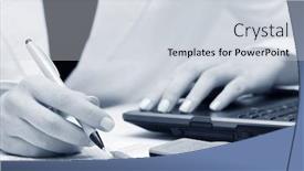  Presentation with accounting - Cool new slide set with accounting backdrop and a sky blue colored foreground