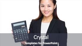  Presentation with calculator - Presentation theme with accouting - businesswoman present with calculator background and a dark gray colored foreground