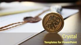  Presentation with wax - Slides having accredited - old notarial wax stamp background and a tawny brown colored foreground
