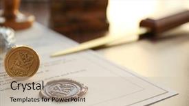  Presentation with wax - Presentation theme having accredited - old notarial wax stamp background and a soft green colored foreground