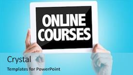  Presentation with tablet - Presentation design enhanced with accredited - tablet pc with text online background and a arctic colored foreground