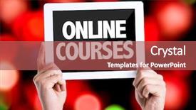  Presentation with tablet - Presentation theme consisting of accredited - tablet pc with text online background and a red colored foreground