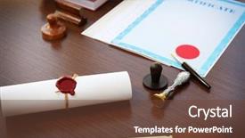  Presentation with old scroll - Slides enhanced with accredited - tied scroll with old notarial background and a tawny brown colored foreground